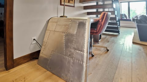 Workspace with desk and chair, ideal for remote work or study.