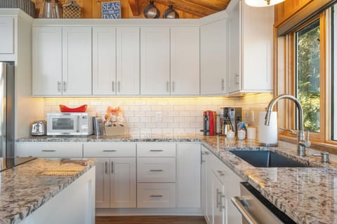 Fully Stocked kitchen and coffee bar.  Drip and Nespresso machines