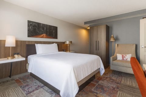 Wake up to city views from a serene, sunlit king bed.