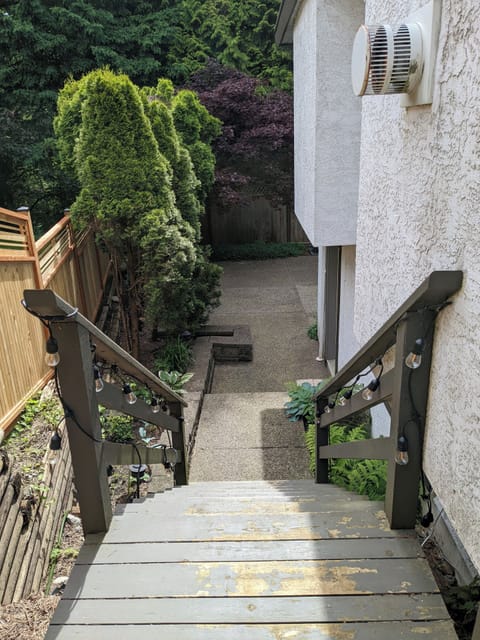 Stairs down to the suite