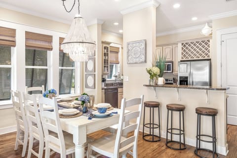 Dining table and kitchen