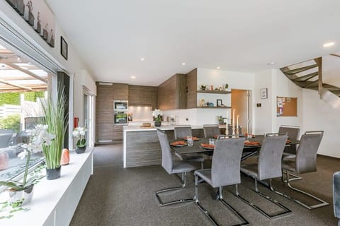 Open dining area with kitchen