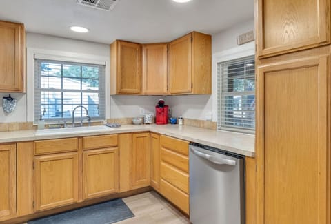 Fully stocked kitchen.