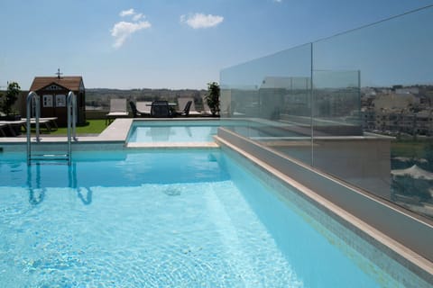 A rooftop pool