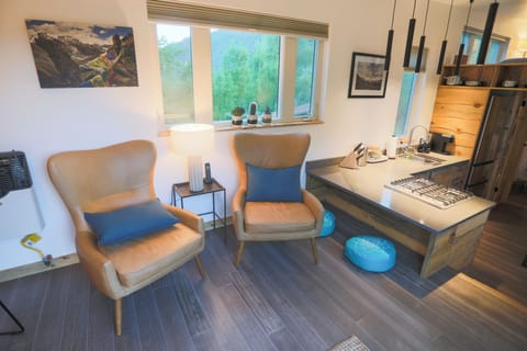 Floor pillows offer counter seating