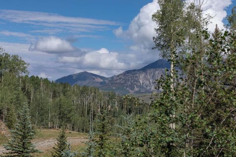 View from the kitchen deck. Hiking can begin out the door on the Sundance ski run!