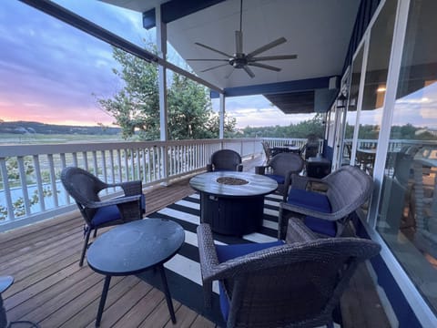 Spacious outdoor furniture with dining table, BBQ, fire-pit and gorgeous sunsets