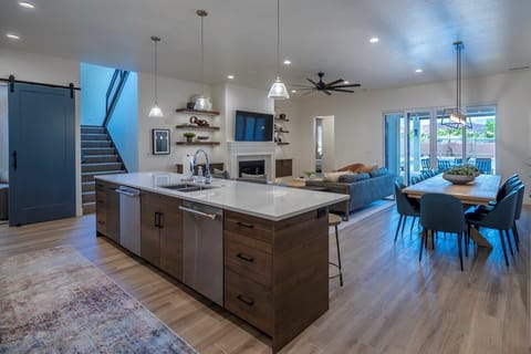 Kitchen is fully stocked with appliances and utensils to make mealtime a breeze