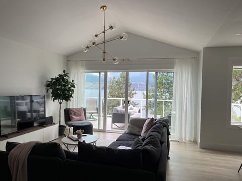 Living room and upper patio