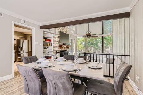 Your formal dining area is perfect for group meals.