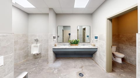 Bathtub, hair dryer, towels