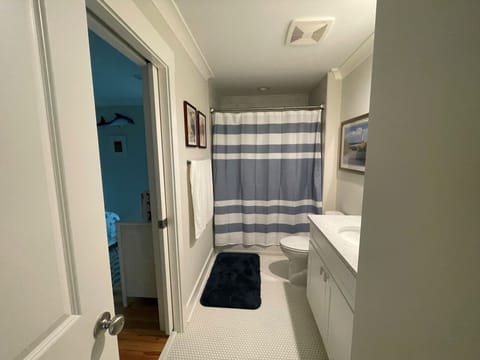 Combined shower/tub, towels