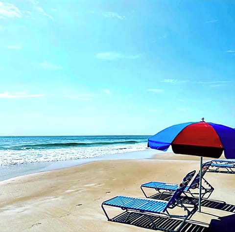 On the beach, beach towels