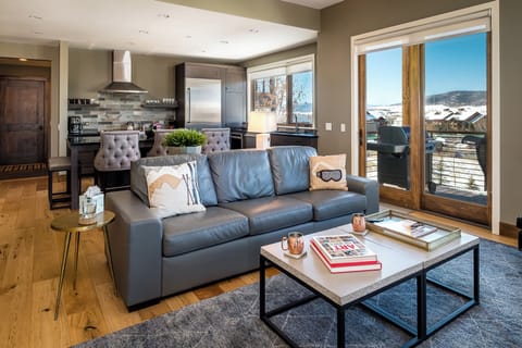 The view from the living area into the kitchen.