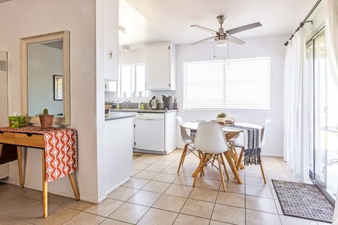 Dining area and kitchen.