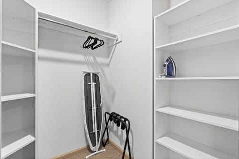 Closet with ironing board and iron