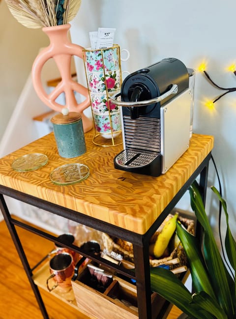 Espresso, welcome basket (and libations!) offer the comforts of home