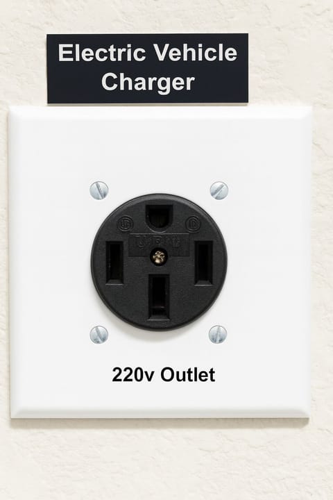 Free EV charging included (Level 2, 220v Outlet) in garage.