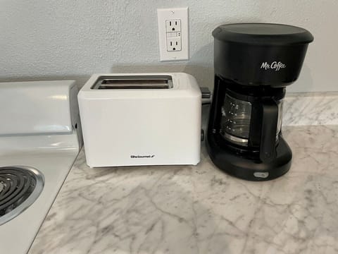 We provide drip & Keurig single coffee makers. Please BYOC.