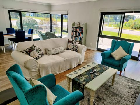 The open plan living area is flooded with natural light.