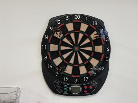 Dart board in the garage