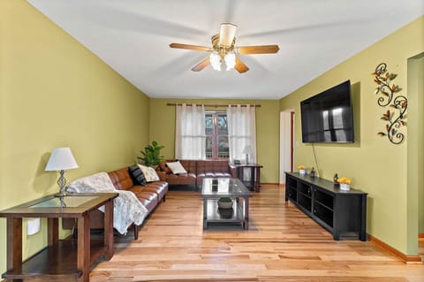 Spacious living room with smart TV