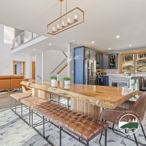 Custom, live edge dining room set off the kitchen.