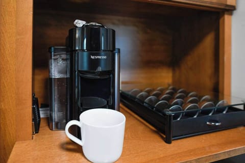 Start your day with a perfect cup, courtesy of the Nespresso machine.