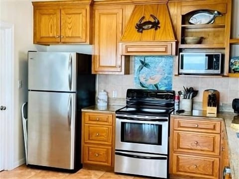 Fridge, microwave, stovetop, dishwasher