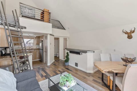 View of living area and tV in down position