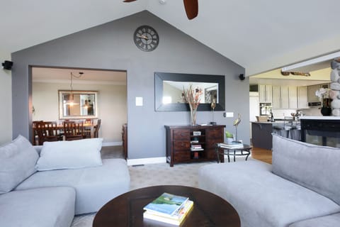 Carpeted living room.