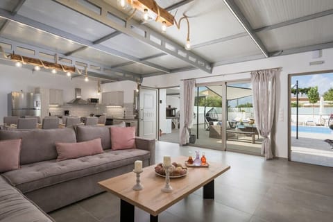 Views to the pool from the living room