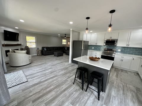Open kitchen leading into living room
