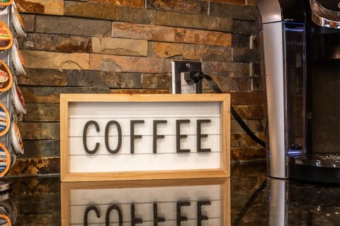 Enjoy making a cup of coffee and relaxing with with guests!