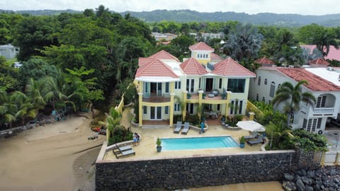 Bird's eye view of the beach side of the house. Villa 2 is on the left on 2nd fl