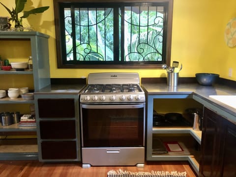 Microwave, oven, stovetop, cookware/dishes/utensils