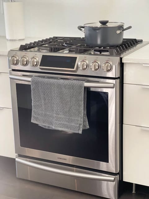 Fully equipped kitchen with stainless steel appliances