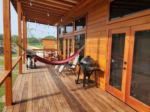 Deck with hammock and BBQ grill