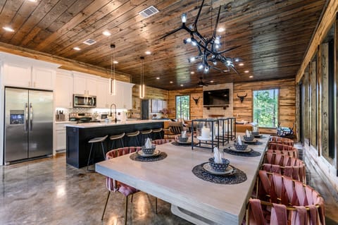Open concept living and dining area