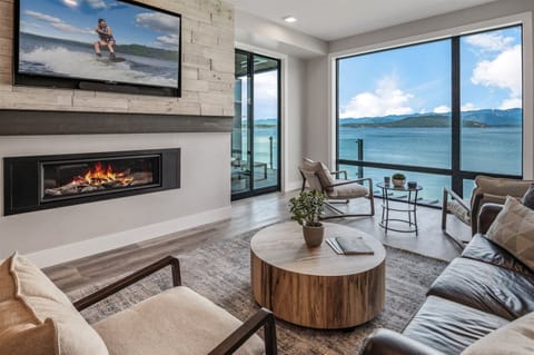 Floor-to-ceiling windows - please note the fireplace is not operational