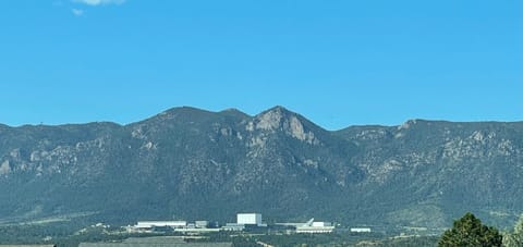USAFA is beautifully lit up @ night and easily visible and Pikes Peak is too