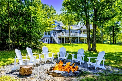 Enjoy the breathtaking views of the lake during the day and the firepit for when it gets dark.