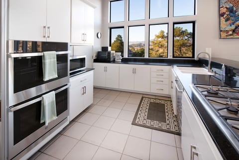 The kitchen is well equipped for preparing meals.