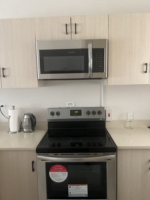 Microwave, oven, stovetop, electric kettle