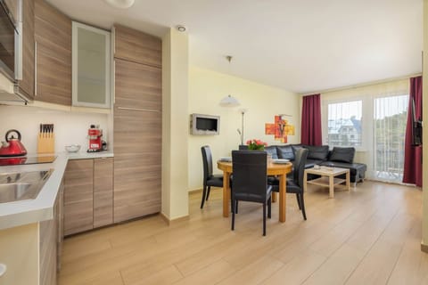 Kitchenette with dining area.