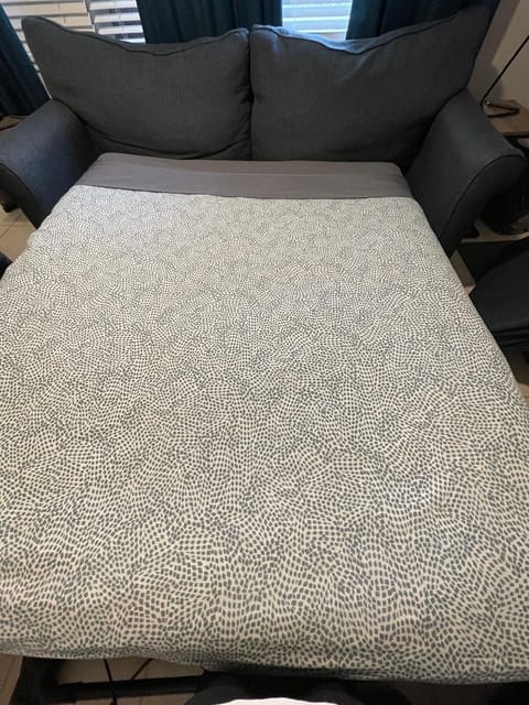 The sofa converts to a bed