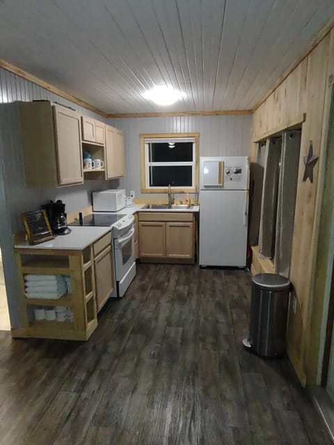 Small but full kitchen. Medium-large fridge with icemaker. Oven, microwave...
