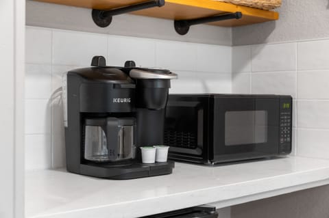 Fridge, microwave, coffee/tea maker