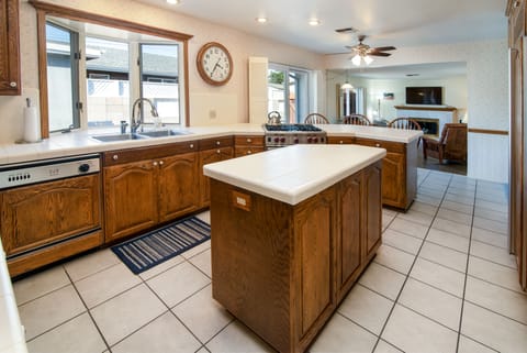 Well equipped kitchen with open floor plan  will keep the whole group connected.