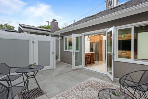 Private patio with locked entry gate